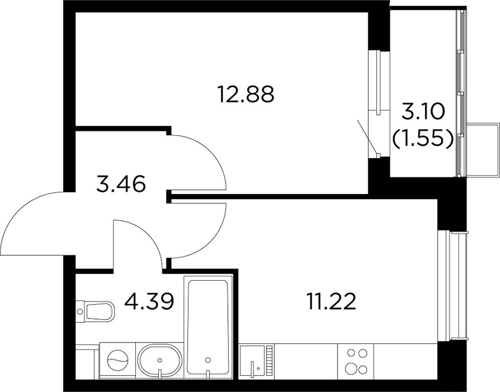 1-BD Apartment Sale, 33.4 sq. m. at Novoe Pushkino, mikrorayon Novoye Pushkino, Pushkino, Moscow Region, Russia #1