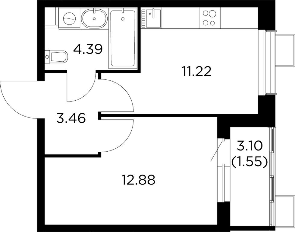 1-BD Apartment Sale, 33.4 sq. m. at Novoe Pushkino, mikrorayon Novoye Pushkino, Pushkino, Moscow Region, Russia #1 1-BD Apartment Sale, 33.4 sq. m. at Novoe Pushkino, mikrorayon Novoye Pushkino, Pushkino, Moscow Region, Russia #1