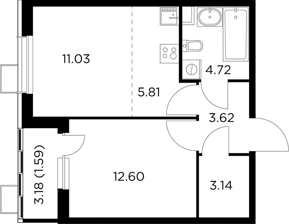 1-BD Apartment Sale, 42.3 sq. m. at Novoe Pushkino, mikrorayon Novoye Pushkino, Pushkino, Moscow Region, Russia #1 1-BD Apartment Sale, 42.3 sq. m. at Novoe Pushkino, mikrorayon Novoye Pushkino, Pushkino, Moscow Region, Russia #1
