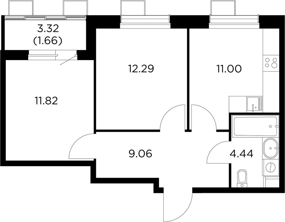 2-BD Apartment Sale, 50平方米 at Novoe Pushkino, mikrorayon Novoye Pushkino, Pushkino, Moscow Region, Russia #1