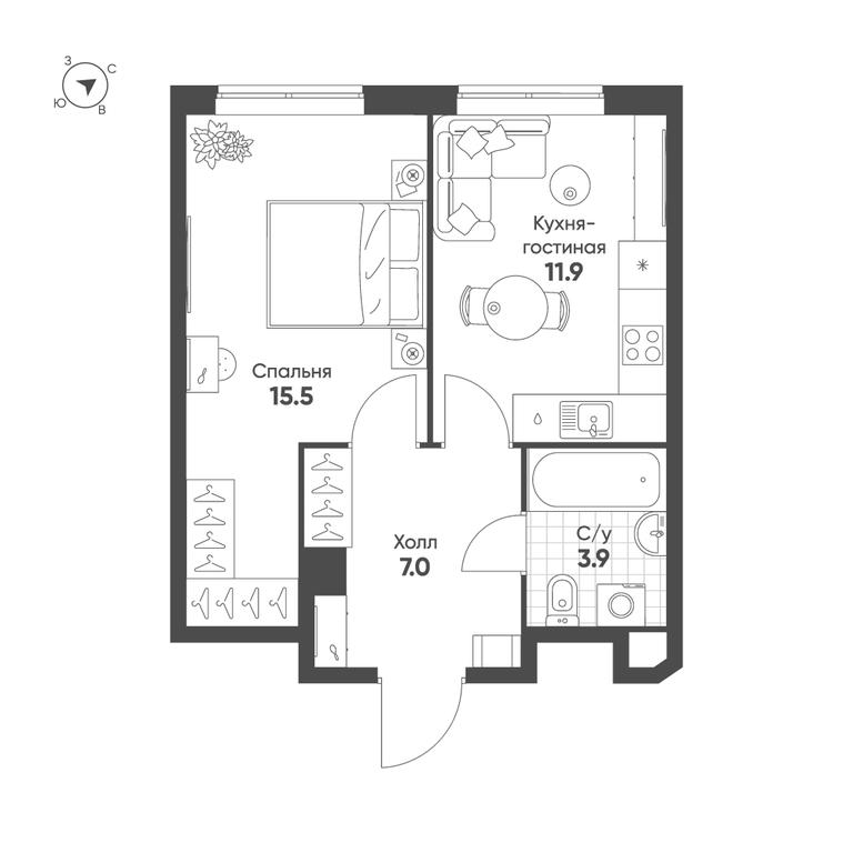 1-BD Apartment Sale, 38.3 sq. m. at Sokolinn Park, 3rd Grazhdanskaya Street, 1, Moscow, Russia #1 1-BD Apartment Sale, 38.3 sq. m. at Sokolinn Park, 3rd Grazhdanskaya Street, 1, Moscow, Russia #1