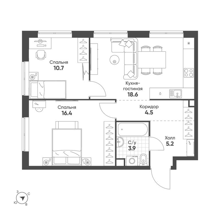 2-BD Apartment Sale, 59.3 sq. m. at Sokolinn Park, 3rd Grazhdanskaya Street, 1, Moscow, Russia #1 2-BD Apartment Sale, 59.3 sq. m. at Sokolinn Park, 3rd Grazhdanskaya Street, 1, Moscow, Russia #1