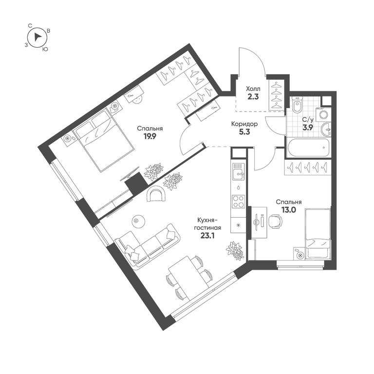 2-BD Apartment Sale, 67.5 sq. m. at Sokolinn Park, 3rd Grazhdanskaya Street, 1, Moscow, Russia #1 2-BD Apartment Sale, 67.5 sq. m. at Sokolinn Park, 3rd Grazhdanskaya Street, 1, Moscow, Russia #1