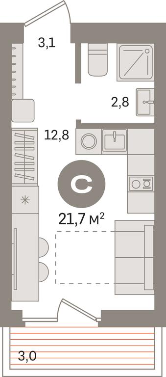 Apartment Sale, 21.7 sq. m. at Pervy kvartal, Kalinovaya ulitsa, derevnya Sapronovo, Leninskiy City District, Moscow Region, Russia #1
