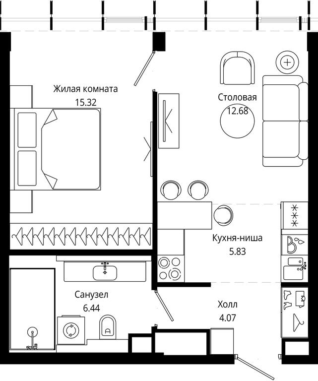 1-BD Apartment Sale, 44.07平方米 at Mod, 4th Maryinoy Roschi Street, 12с9, Moscow, Russia #1 1-BD Apartment Sale, 44.07平方米 at Mod, 4th Maryinoy Roschi Street, 12с9, Moscow, Russia #1