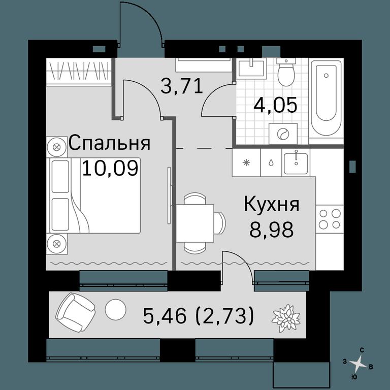 1-BD Apartment Sale, 29.56平方米 at Zhavoronki Club, zhiloy kompleks Akkord Smart-kvartal, Mitkino Village, Odintsovskiy City District, Moscow Region, Russia #1