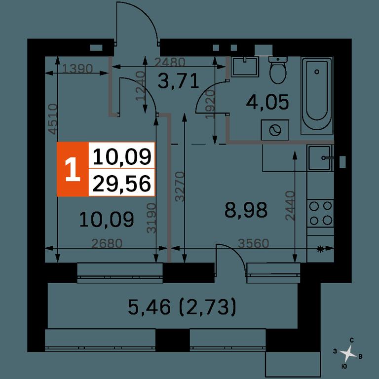 1-BD Apartment Sale, 29.56平方米 at Zhavoronki Club, zhiloy kompleks Akkord Smart-kvartal, Mitkino Village, Odintsovskiy City District, Moscow Region, Russia #2