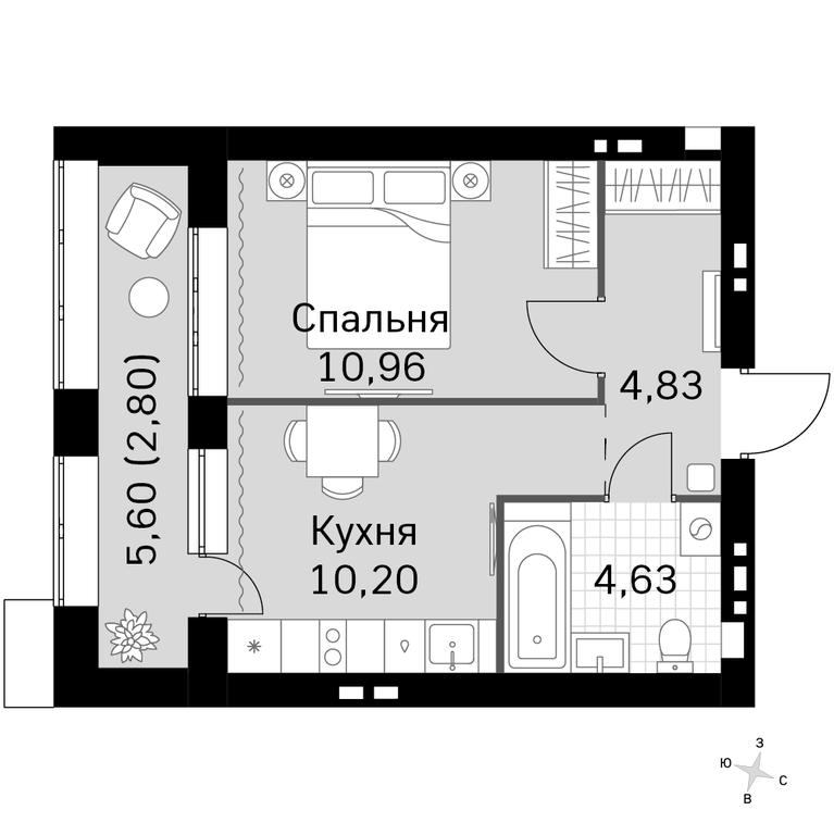 1-BD Apartment Sale, 33.42平方米 at Zhavoronki Club, zhiloy kompleks Akkord Smart-kvartal, Mitkino Village, Odintsovskiy City District, Moscow Region, Russia #1 1-BD Apartment Sale, 33.42平方米 at Zhavoronki Club, zhiloy kompleks Akkord Smart-kvartal, Mitkino Village, Odintsovskiy City District, Moscow Region, Russia #1