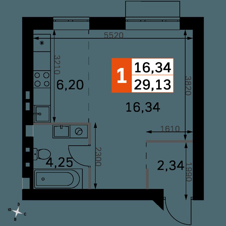 Apartment Sale, 29.13 sq. m. at Zhavoronki Club, zhiloy kompleks Akkord Smart-kvartal, Mitkino Village, Odintsovskiy City District, Moscow Region, Russia #2