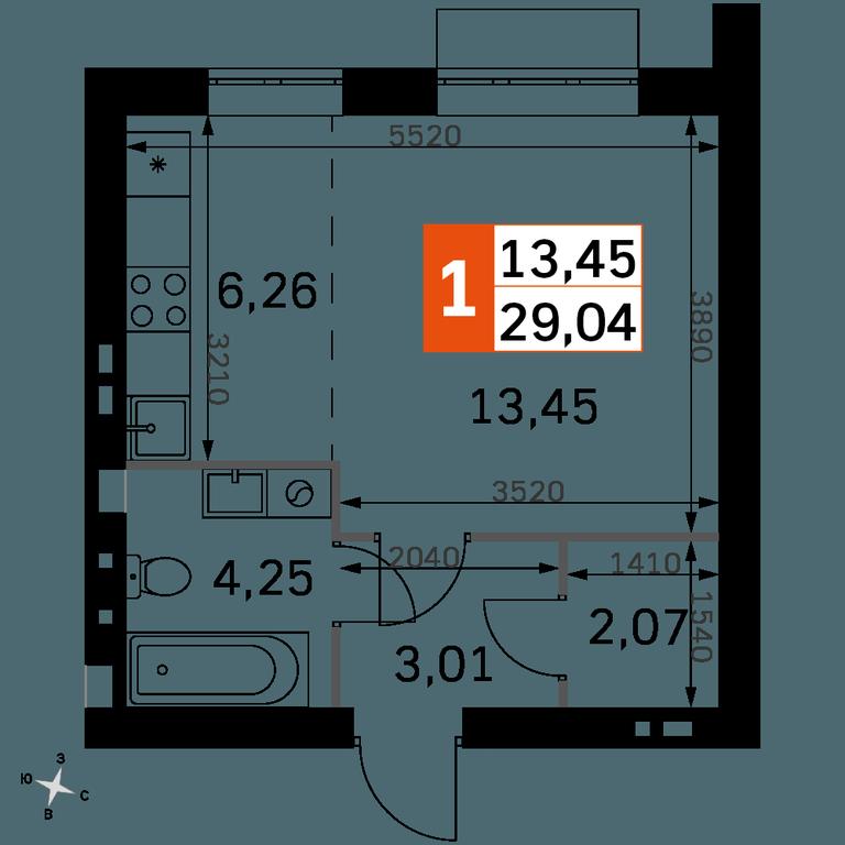 Apartment Sale, 29.04平方米 at Zhavoronki Club, zhiloy kompleks Akkord Smart-kvartal, Mitkino Village, Odintsovskiy City District, Moscow Region, Russia #2 Apartment Sale, 29.04平方米 at Zhavoronki Club, zhiloy kompleks Akkord Smart-kvartal, Mitkino Village, Odintsovskiy City District, Moscow Region, Russia #2