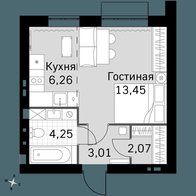 Apartment Sale, 29.04平方米 at Zhavoronki Club, zhiloy kompleks Akkord Smart-kvartal, Mitkino Village, Odintsovskiy City District, Moscow Region, Russia #1 Apartment Sale, 29.04平方米 at Zhavoronki Club, zhiloy kompleks Akkord Smart-kvartal, Mitkino Village, Odintsovskiy City District, Moscow Region, Russia #1