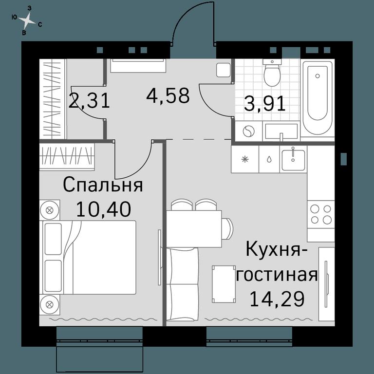 1-BD Apartment Sale, 35.49平方米 at Zhavoronki Club, zhiloy kompleks Akkord Smart-kvartal, Mitkino Village, Odintsovskiy City District, Moscow Region, Russia #1 1-BD Apartment Sale, 35.49平方米 at Zhavoronki Club, zhiloy kompleks Akkord Smart-kvartal, Mitkino Village, Odintsovskiy City District, Moscow Region, Russia #1