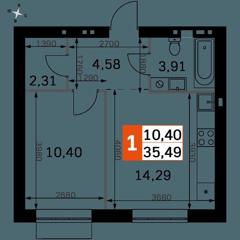 1-BD Apartment Sale, 35.49平方米 at Zhavoronki Club, zhiloy kompleks Akkord Smart-kvartal, Mitkino Village, Odintsovskiy City District, Moscow Region, Russia #2 1-BD Apartment Sale, 35.49平方米 at Zhavoronki Club, zhiloy kompleks Akkord Smart-kvartal, Mitkino Village, Odintsovskiy City District, Moscow Region, Russia #2