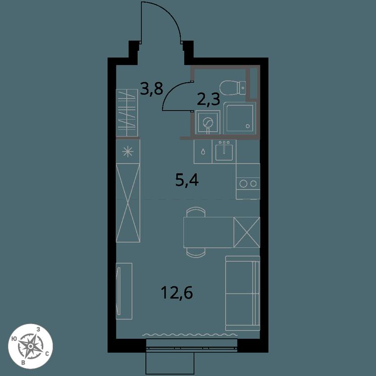 Apartment Sale, 24.1 sq. m. at Pervy Donskoj, zhiloy mikrorayon Sapronovo, derevnya Sapronovo, Leninskiy City District, Moscow Region, Russia #1 Apartment Sale, 24.1 sq. m. at Pervy Donskoj, zhiloy mikrorayon Sapronovo, derevnya Sapronovo, Leninskiy City District, Moscow Region, Russia #1