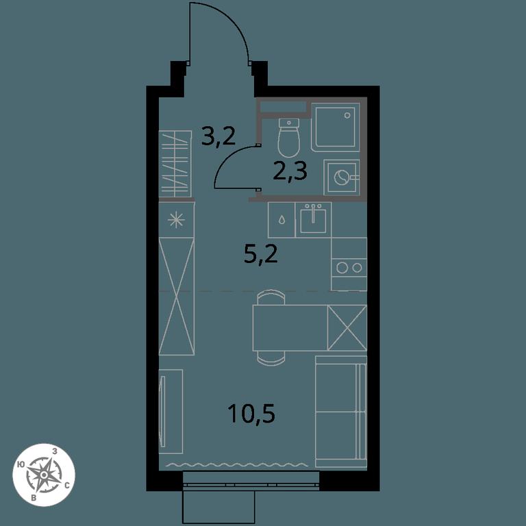 Apartment Sale, 21.2 sq. m. at Pervy Donskoj, zhiloy mikrorayon Sapronovo, derevnya Sapronovo, Leninskiy City District, Moscow Region, Russia #1