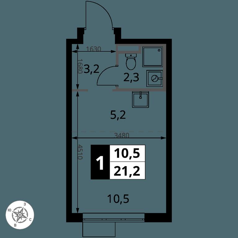 Apartment Sale, 21.2 sq. m. at Pervy Donskoj, zhiloy mikrorayon Sapronovo, derevnya Sapronovo, Leninskiy City District, Moscow Region, Russia #2
