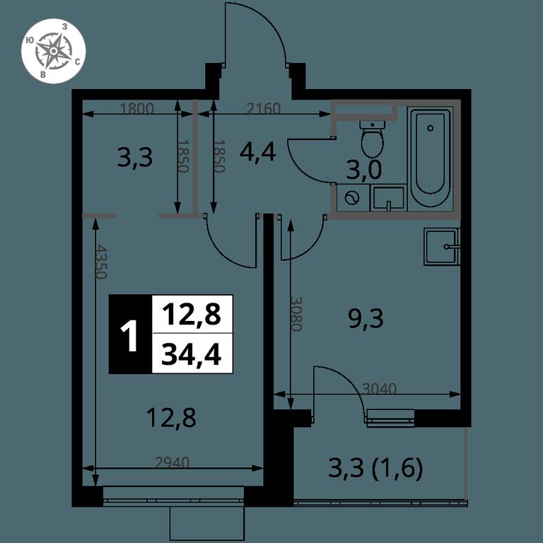 1-BD Apartment Sale, 34.4平方米 at Pervy Donskoj, zhiloy mikrorayon Sapronovo, derevnya Sapronovo, Leninskiy City District, Moscow Region, Russia #2 1-BD Apartment Sale, 34.4平方米 at Pervy Donskoj, zhiloy mikrorayon Sapronovo, derevnya Sapronovo, Leninskiy City District, Moscow Region, Russia #2