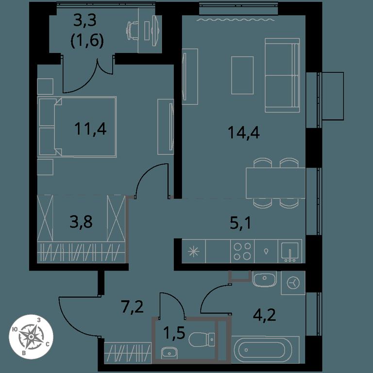 2-BD Apartment Sale, 49.2 sq. m. at Pervy Donskoj, zhiloy mikrorayon Sapronovo, derevnya Sapronovo, Leninskiy City District, Moscow Region, Russia #1 2-BD Apartment Sale, 49.2 sq. m. at Pervy Donskoj, zhiloy mikrorayon Sapronovo, derevnya Sapronovo, Leninskiy City District, Moscow Region, Russia #1