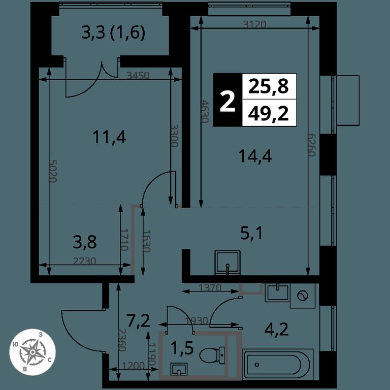 2-BD Apartment Sale, 49.2 sq. m. at Pervy Donskoj, zhiloy mikrorayon Sapronovo, derevnya Sapronovo, Leninskiy City District, Moscow Region, Russia #2 2-BD Apartment Sale, 49.2 sq. m. at Pervy Donskoj, zhiloy mikrorayon Sapronovo, derevnya Sapronovo, Leninskiy City District, Moscow Region, Russia #2