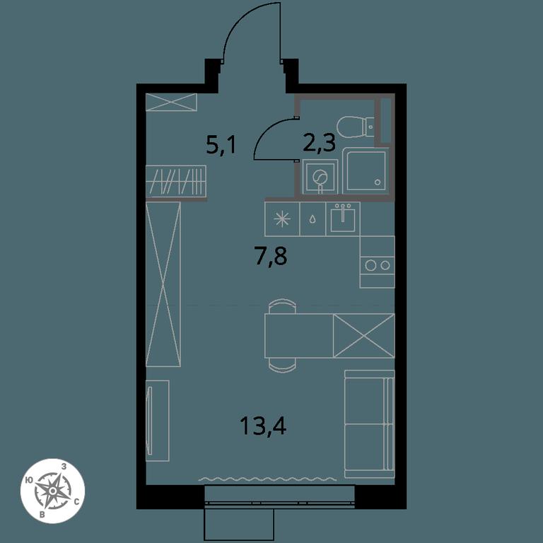 Apartment Sale, 28.6 sq. m. at Pervy Donskoj, zhiloy mikrorayon Sapronovo, derevnya Sapronovo, Leninskiy City District, Moscow Region, Russia #1 Apartment Sale, 28.6 sq. m. at Pervy Donskoj, zhiloy mikrorayon Sapronovo, derevnya Sapronovo, Leninskiy City District, Moscow Region, Russia #1