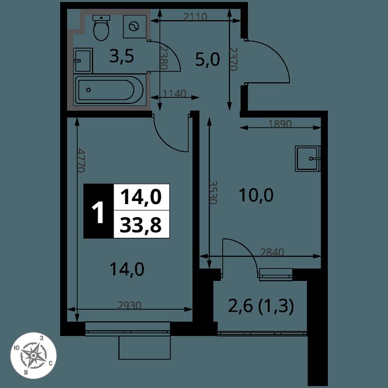 Продажа 1-комн. квартиры, 33,8 м² в ЖК «Первый Донской», жилой микрорайон Сапроново, деревня Сапроново, Ленинский городской округ, Московская область, Россия #2