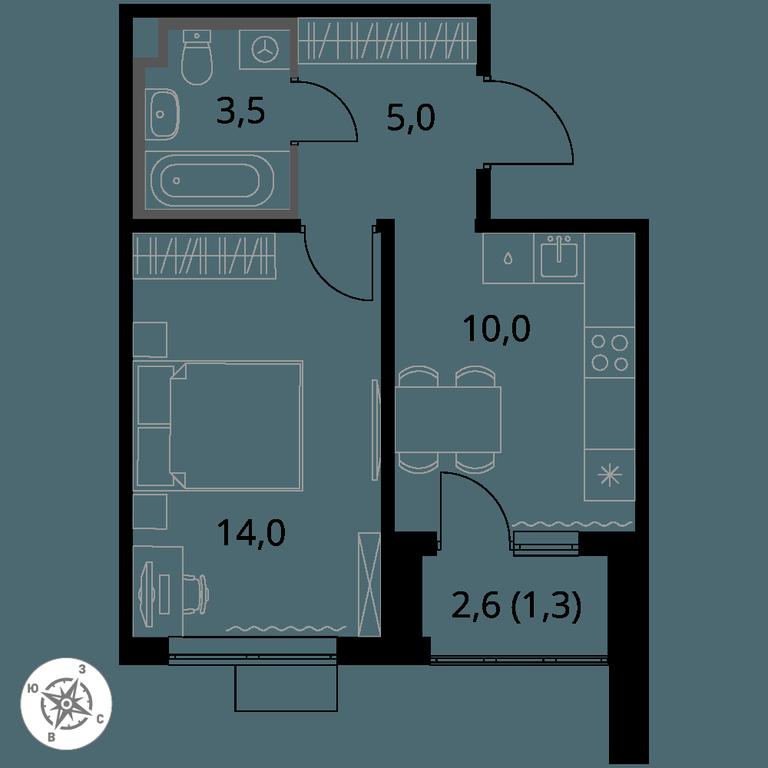 Продажа 1-комн. квартиры, 33,8 м² в ЖК «Первый Донской», жилой микрорайон Сапроново, деревня Сапроново, Ленинский городской округ, Московская область, Россия #1