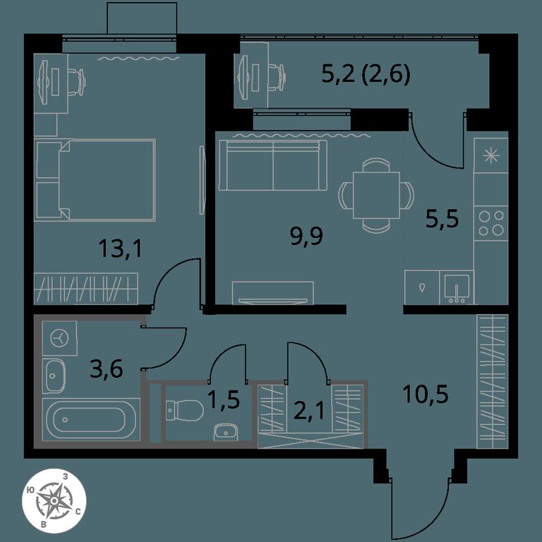 2-BD Apartment Sale, 48.8 sq. m. at Pervy Donskoj, zhiloy mikrorayon Sapronovo, derevnya Sapronovo, Leninskiy City District, Moscow Region, Russia #1 2-BD Apartment Sale, 48.8 sq. m. at Pervy Donskoj, zhiloy mikrorayon Sapronovo, derevnya Sapronovo, Leninskiy City District, Moscow Region, Russia #1
