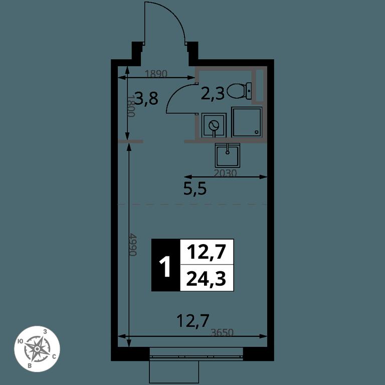 Apartment Sale, 24.3 sq. m. at Pervy Donskoj, zhiloy mikrorayon Sapronovo, derevnya Sapronovo, Leninskiy City District, Moscow Region, Russia #2