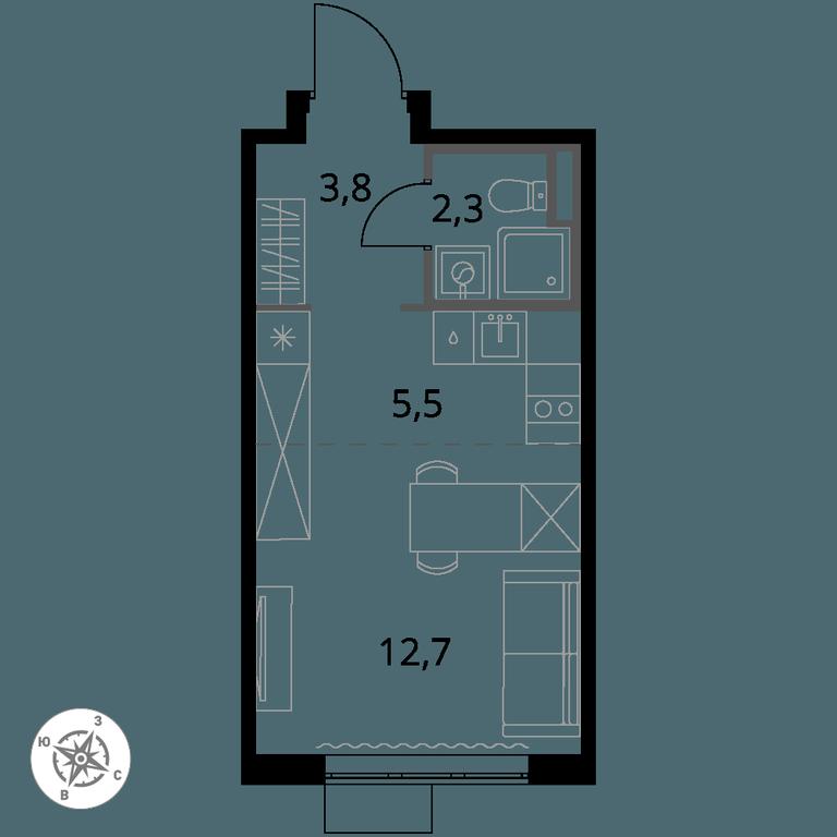 Apartment Sale, 24.3 sq. m. at Pervy Donskoj, zhiloy mikrorayon Sapronovo, derevnya Sapronovo, Leninskiy City District, Moscow Region, Russia #1