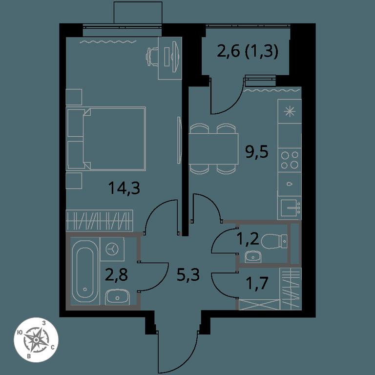 1-BD Apartment Sale, 36.1 sq. m. at Pervy Donskoj, zhiloy mikrorayon Sapronovo, derevnya Sapronovo, Leninskiy City District, Moscow Region, Russia #1