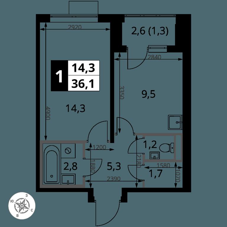 1-BD Apartment Sale, 36.1 sq. m. at Pervy Donskoj, zhiloy mikrorayon Sapronovo, derevnya Sapronovo, Leninskiy City District, Moscow Region, Russia #2