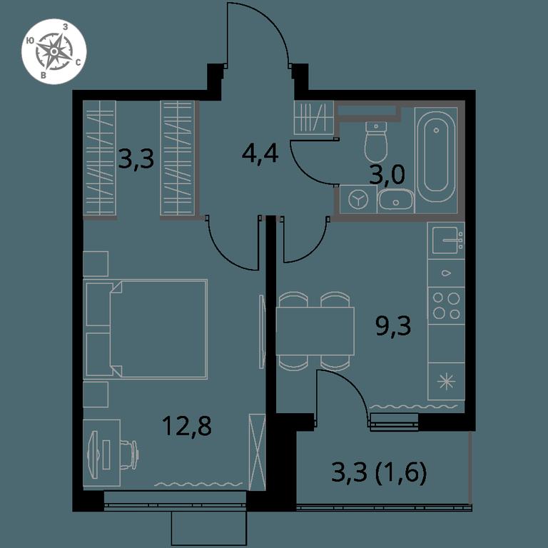 1-BD Apartment Sale, 34.4 sq. m. at Pervy Donskoj, zhiloy mikrorayon Sapronovo, derevnya Sapronovo, Leninskiy City District, Moscow Region, Russia #1