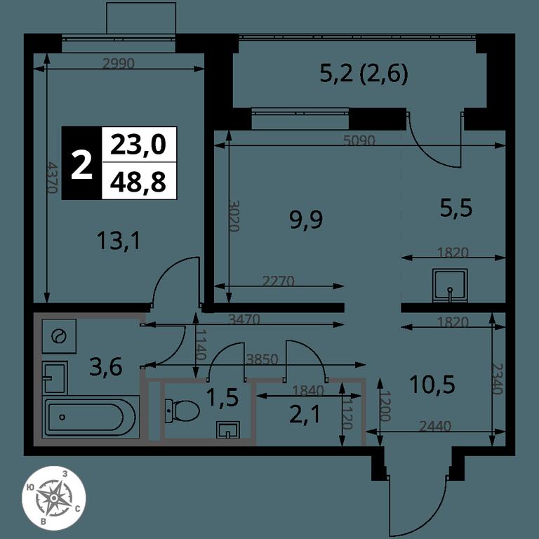 2-BD Apartment Sale, 48.8 sq. m. at Pervy Donskoj, zhiloy mikrorayon Sapronovo, derevnya Sapronovo, Leninskiy City District, Moscow Region, Russia #2 2-BD Apartment Sale, 48.8 sq. m. at Pervy Donskoj, zhiloy mikrorayon Sapronovo, derevnya Sapronovo, Leninskiy City District, Moscow Region, Russia #2