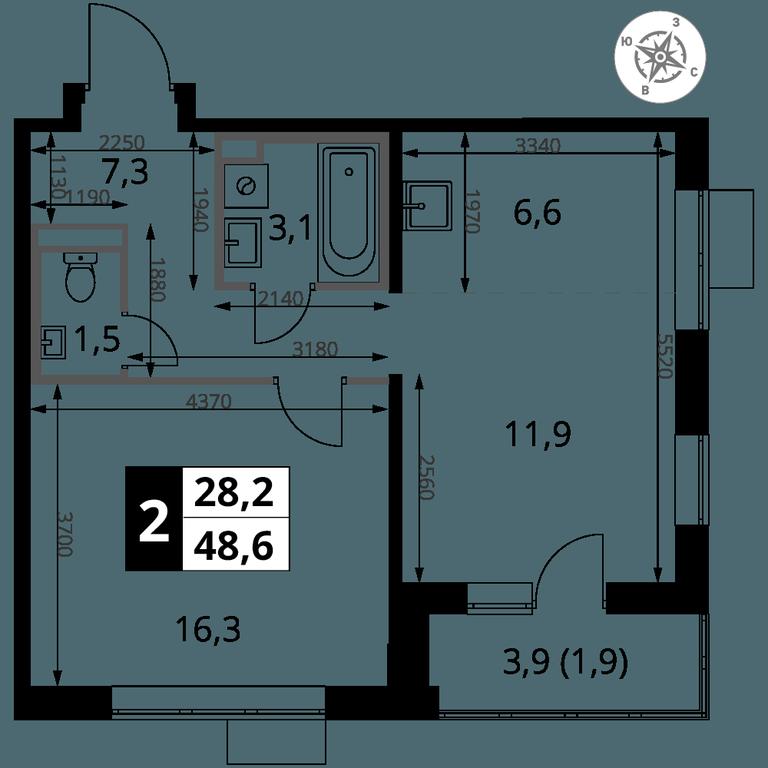 2-BD Apartment Sale, 48.6 sq. m. at Pervy Donskoj, zhiloy mikrorayon Sapronovo, derevnya Sapronovo, Leninskiy City District, Moscow Region, Russia #2 2-BD Apartment Sale, 48.6 sq. m. at Pervy Donskoj, zhiloy mikrorayon Sapronovo, derevnya Sapronovo, Leninskiy City District, Moscow Region, Russia #2