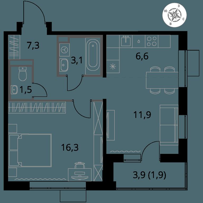 2-BD Apartment Sale, 48.6 sq. m. at Pervy Donskoj, zhiloy mikrorayon Sapronovo, derevnya Sapronovo, Leninskiy City District, Moscow Region, Russia #1 2-BD Apartment Sale, 48.6 sq. m. at Pervy Donskoj, zhiloy mikrorayon Sapronovo, derevnya Sapronovo, Leninskiy City District, Moscow Region, Russia #1