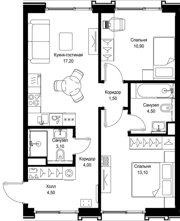 2-BD Apartment Sale, 58.8 sq. m. at Multikvartal CITYZEN, Vishnyovaya Street, Moscow, Russia #1 2-BD Apartment Sale, 58.8 sq. m. at Multikvartal CITYZEN, Vishnyovaya Street, Moscow, Russia #1