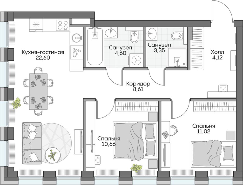 2-BD Apartment Sale, 62.16 sq. m. at Dom na naberezhnoy INSIDER (Insayder), Avtozavodskaya Street, Moscow, Russia #2 2-BD Apartment Sale, 62.16 sq. m. at Dom na naberezhnoy INSIDER (Insayder), Avtozavodskaya Street, Moscow, Russia #2