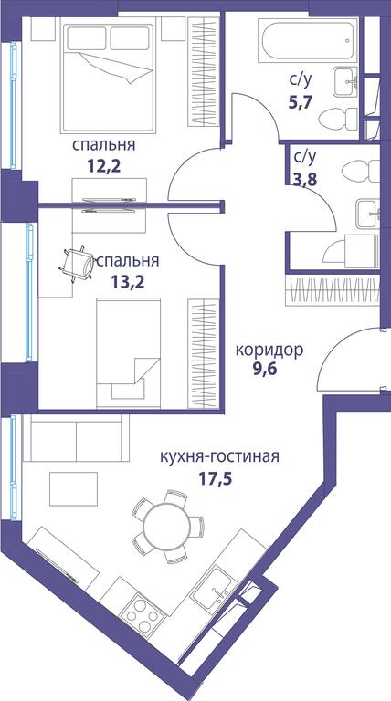 2-BD Apartment Sale, 62 sq. m. at Simvol, Nevelskogo Drive, 6к1, Moscow, Russia #1 2-BD Apartment Sale, 62 sq. m. at Simvol, Nevelskogo Drive, 6к1, Moscow, Russia #1