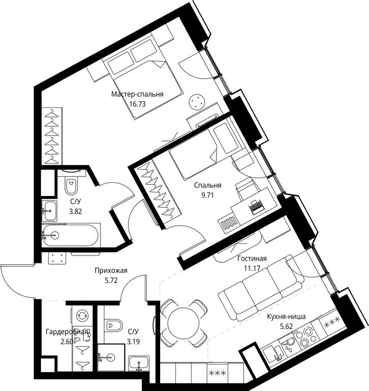 2-BD Apartment Sale, 58.56平方米 at MIRA, Mira Avenue, Moscow, Russia #1 2-BD Apartment Sale, 58.56平方米 at MIRA, Mira Avenue, Moscow, Russia #1