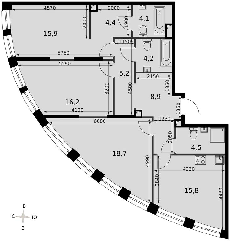 3-BD Apartment Sale, 97.3 sq. m. at Sydney City, Shenogina Street, 2, Moscow, Russia #2