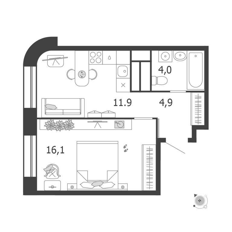 1-BD Apartment Sale, 36.9 sq. m. at Shagal, Автозаводская улица, 23, Москва, Россия #1