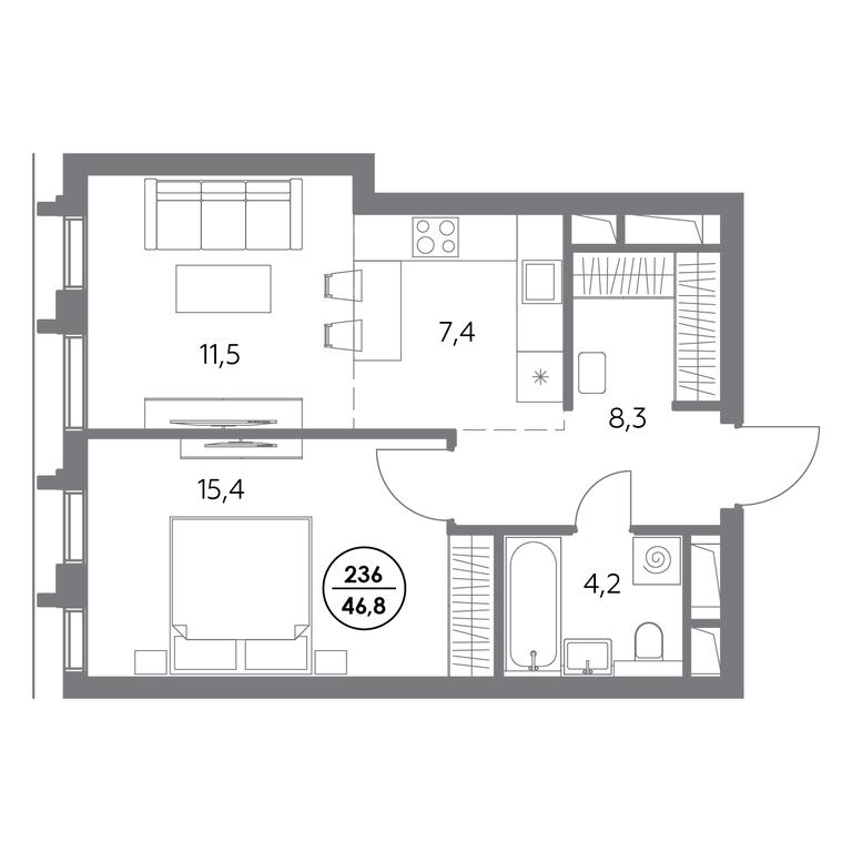 2-BD Apartment Sale, 46.8 sq. m. at Dom56, Fridrikha Engelsa Street, 56с1, Moscow, Russia #1 2-BD Apartment Sale, 46.8 sq. m. at Dom56, Fridrikha Engelsa Street, 56с1, Moscow, Russia #1