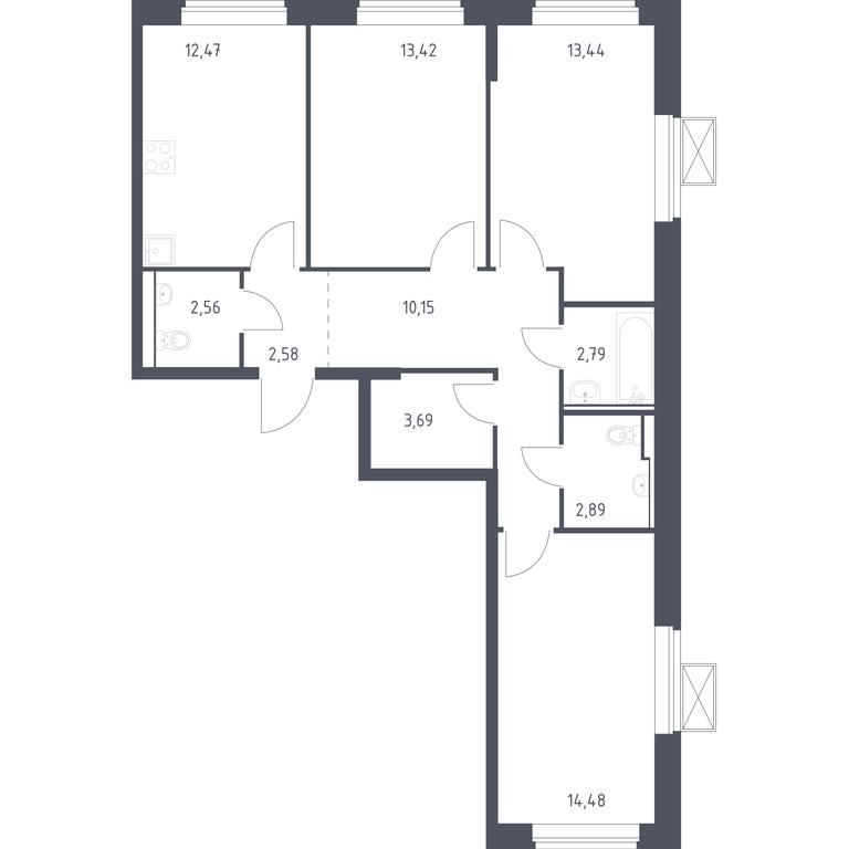 2-BD Apartment Sale, 78.47 sq. m. at Prigorod Lesnoe, Molodyozhny bulvar, 6, derevnya Misaylovo, Leninskiy City District, Moscow Region, Russia #1 2-BD Apartment Sale, 78.47 sq. m. at Prigorod Lesnoe, Molodyozhny bulvar, 6, derevnya Misaylovo, Leninskiy City District, Moscow Region, Russia #1