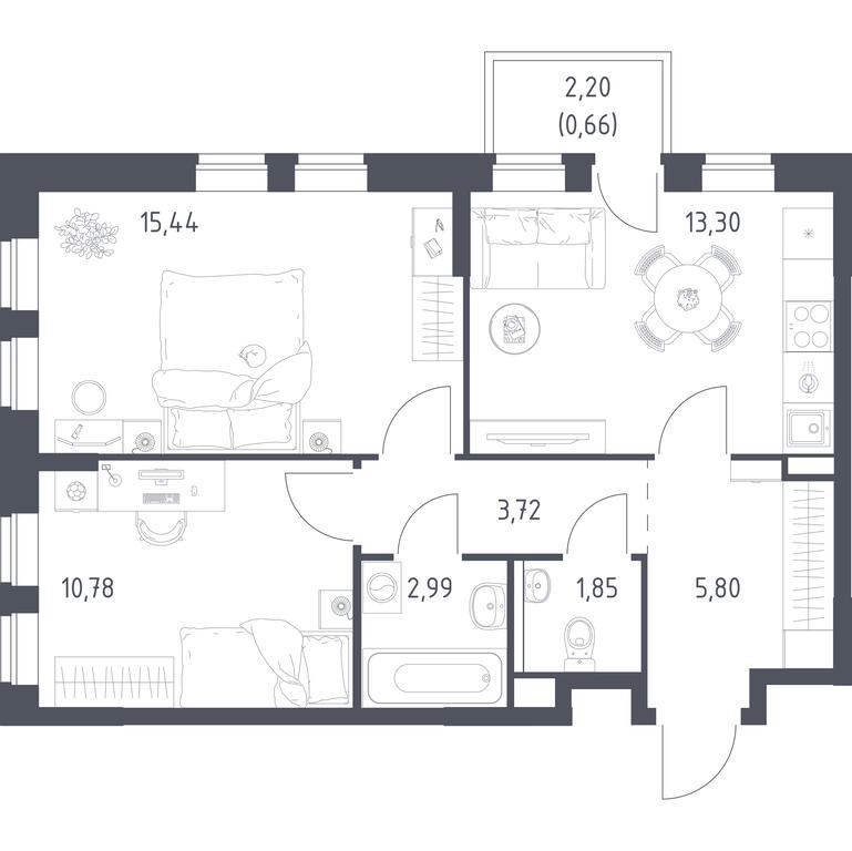 1-BD Apartment Sale, 54.54 sq. m. at Prigorod Lesnoe, Molodyozhny bulvar, 6, derevnya Misaylovo, Leninskiy City District, Moscow Region, Russia #1 1-BD Apartment Sale, 54.54 sq. m. at Prigorod Lesnoe, Molodyozhny bulvar, 6, derevnya Misaylovo, Leninskiy City District, Moscow Region, Russia #1