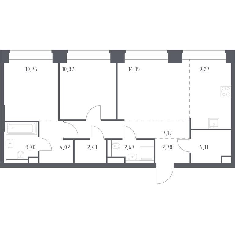 1-BD Apartment Sale, 71.9 sq. m. at Nova, Bratyev Fonchenko Street, вл21, Moscow, Russia #1 1-BD Apartment Sale, 71.9 sq. m. at Nova, Bratyev Fonchenko Street, вл21, Moscow, Russia #1