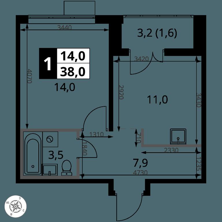 1-BD Apartment Sale, 38 sq. m. at 1-y Salarevskiy, Kiyevskoye Highway, Moskovskiy Settlement, Moscow, Russia #2