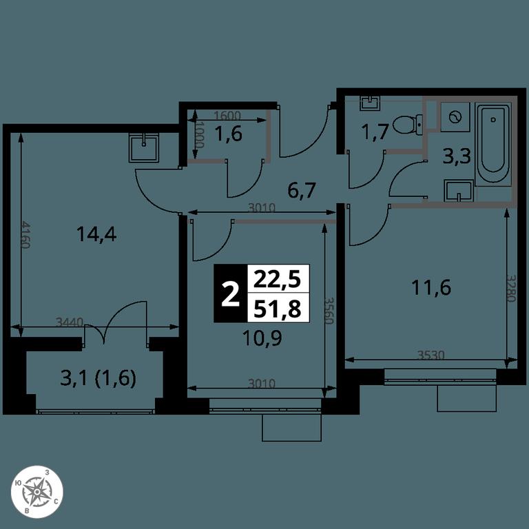 2-BD Apartment Sale, 51.8 sq. m. at 1-y Salarevskiy, Kiyevskoye Highway, Moskovskiy Settlement, Moscow, Russia #2 2-BD Apartment Sale, 51.8 sq. m. at 1-y Salarevskiy, Kiyevskoye Highway, Moskovskiy Settlement, Moscow, Russia #2