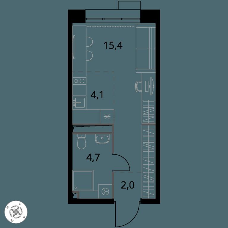 Apartment Sale, 26.2 sq. m. at 1-y Salarevskiy, Kiyevskoye Highway, Moskovskiy Settlement, Moscow, Russia #1
