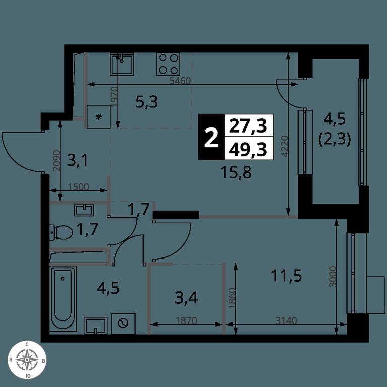 2-BD Apartment Sale, 49.3 sq. m. at 1-y Salarevskiy, Kiyevskoye Highway, Moskovskiy Settlement, Moscow, Russia #2 2-BD Apartment Sale, 49.3 sq. m. at 1-y Salarevskiy, Kiyevskoye Highway, Moskovskiy Settlement, Moscow, Russia #2