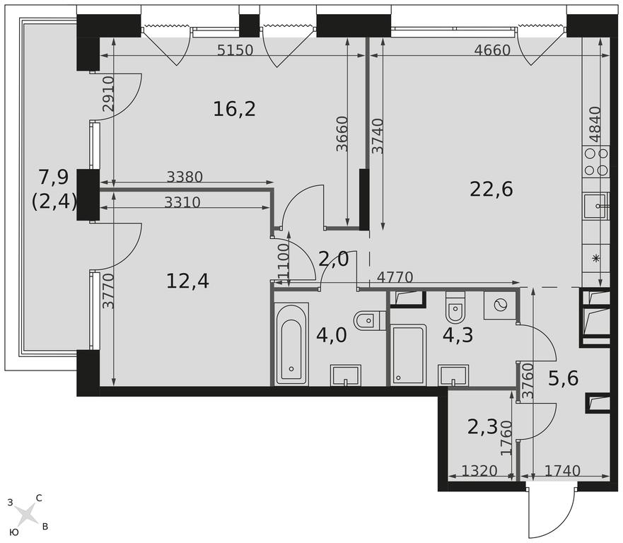 2-BD Apartment Sale, 71.8平方米 at The Lake, Snezhnaya Street, 22, Moscow, Russia #2 2-BD Apartment Sale, 71.8平方米 at The Lake, Snezhnaya Street, 22, Moscow, Russia #2